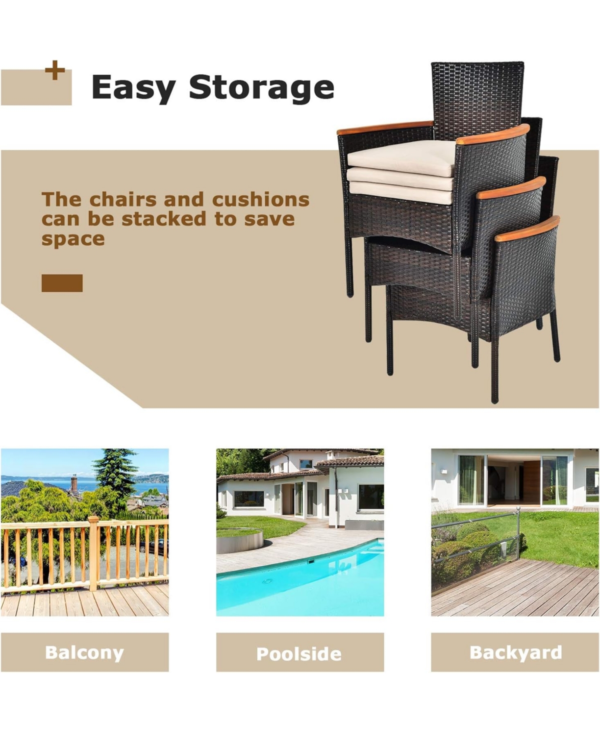 Gymax Patio Wicker Chairs 6 Pcs w/Steel Frame & Soft Cushions Armrests Outdoor