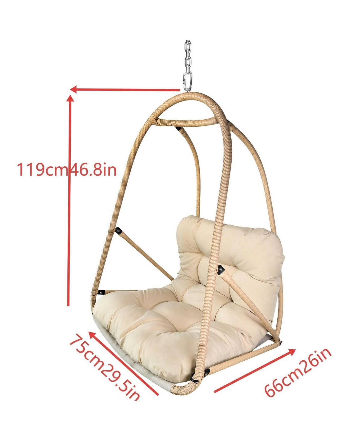 Clihome Wicker Rattan Swing Egg Chair without Stand