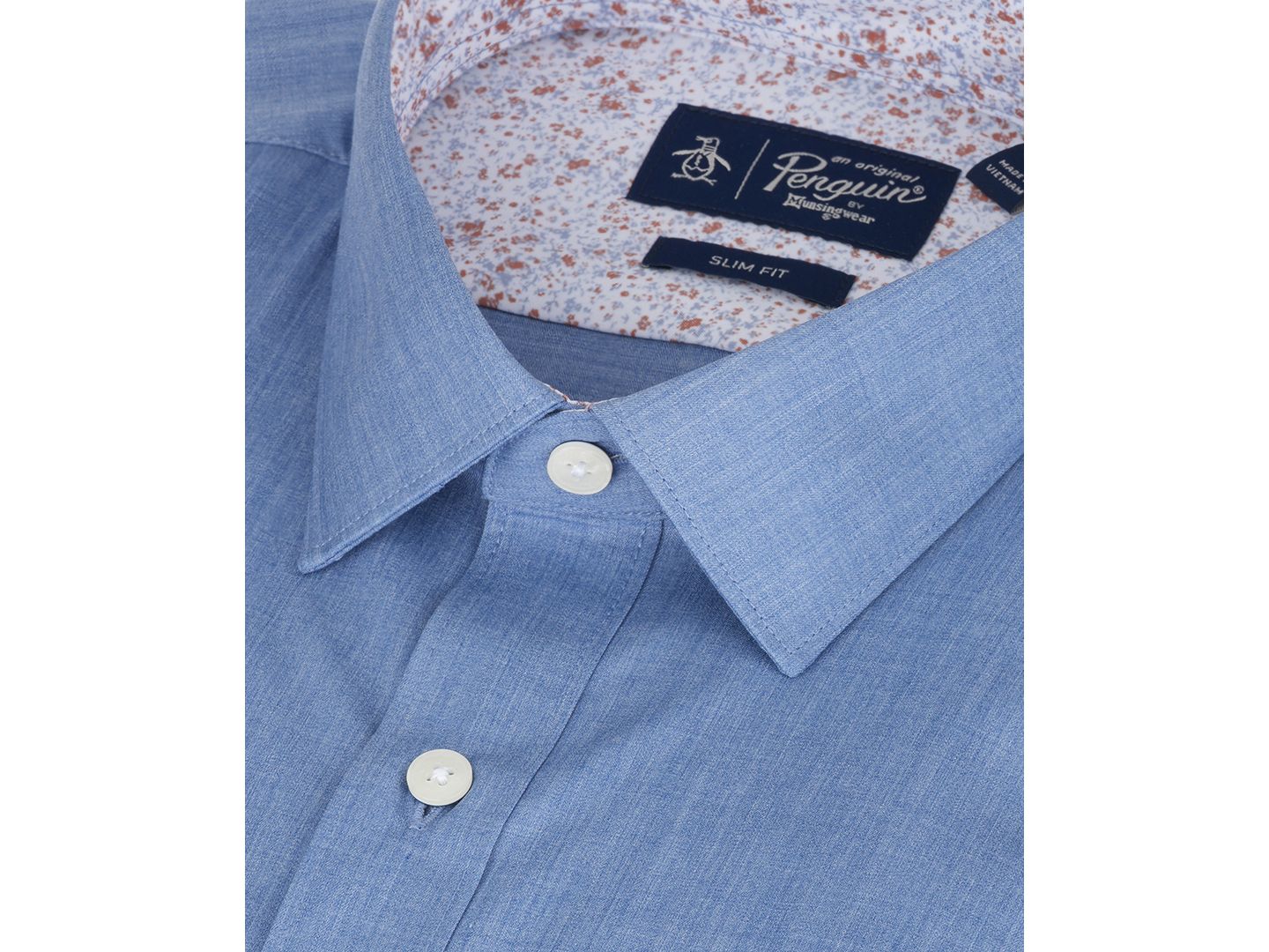 Мужская рубашка Original Penguin Melange Slim-Fit Dress Shirt, цвет: Джинсовый — фото 2