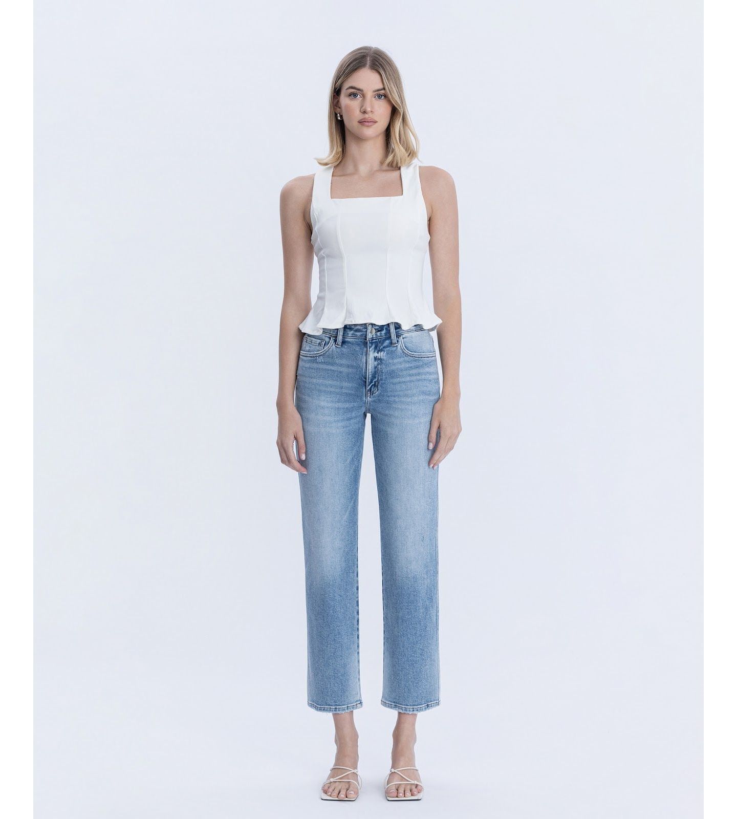 Женские джинсы Flying Monkey High Rise Ankle Straight, цвет: Синий — фото 2