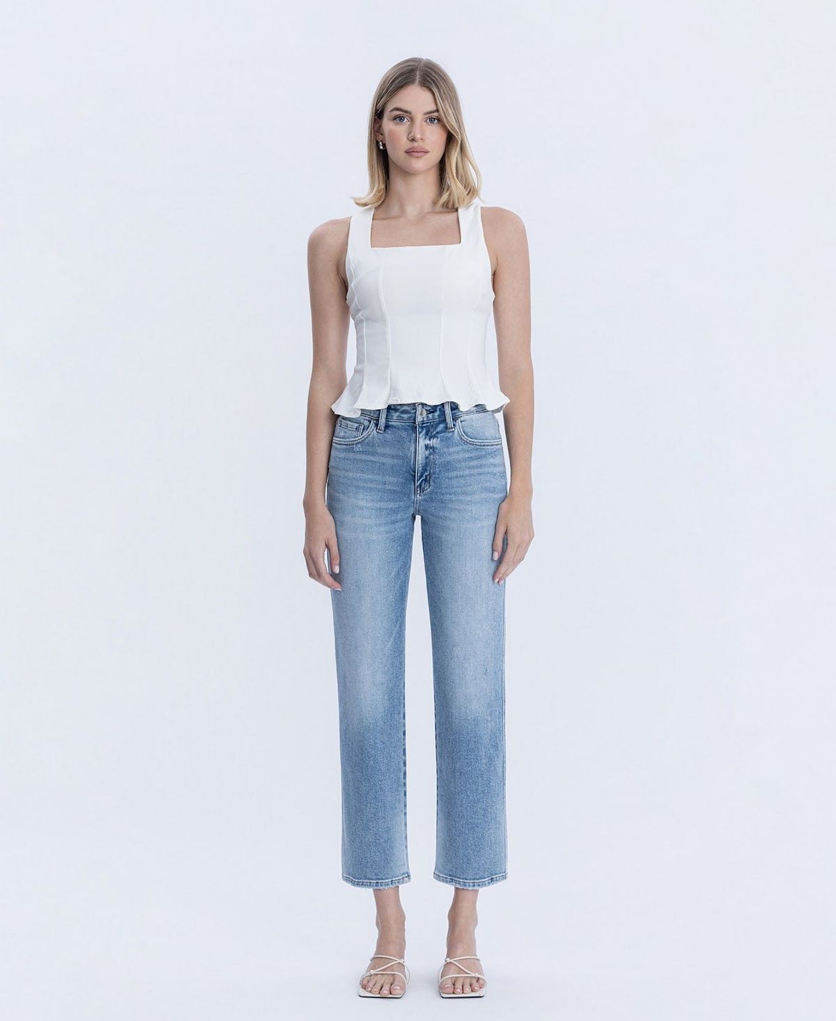 Flying Monkey Women's High Rise Ankle Straight Jeans view 2 — MAYCSS fashion products
