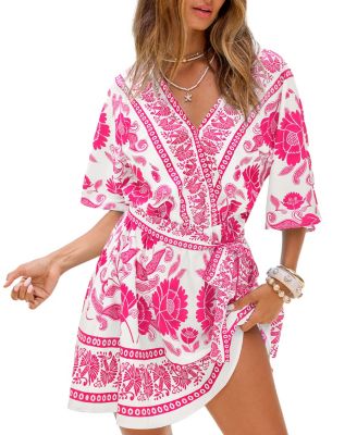 Women's Clouded Floral Mini Beach Dress