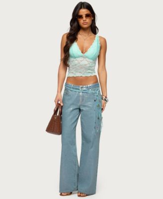 Women's Vanya Sheer Lace V Neck Top