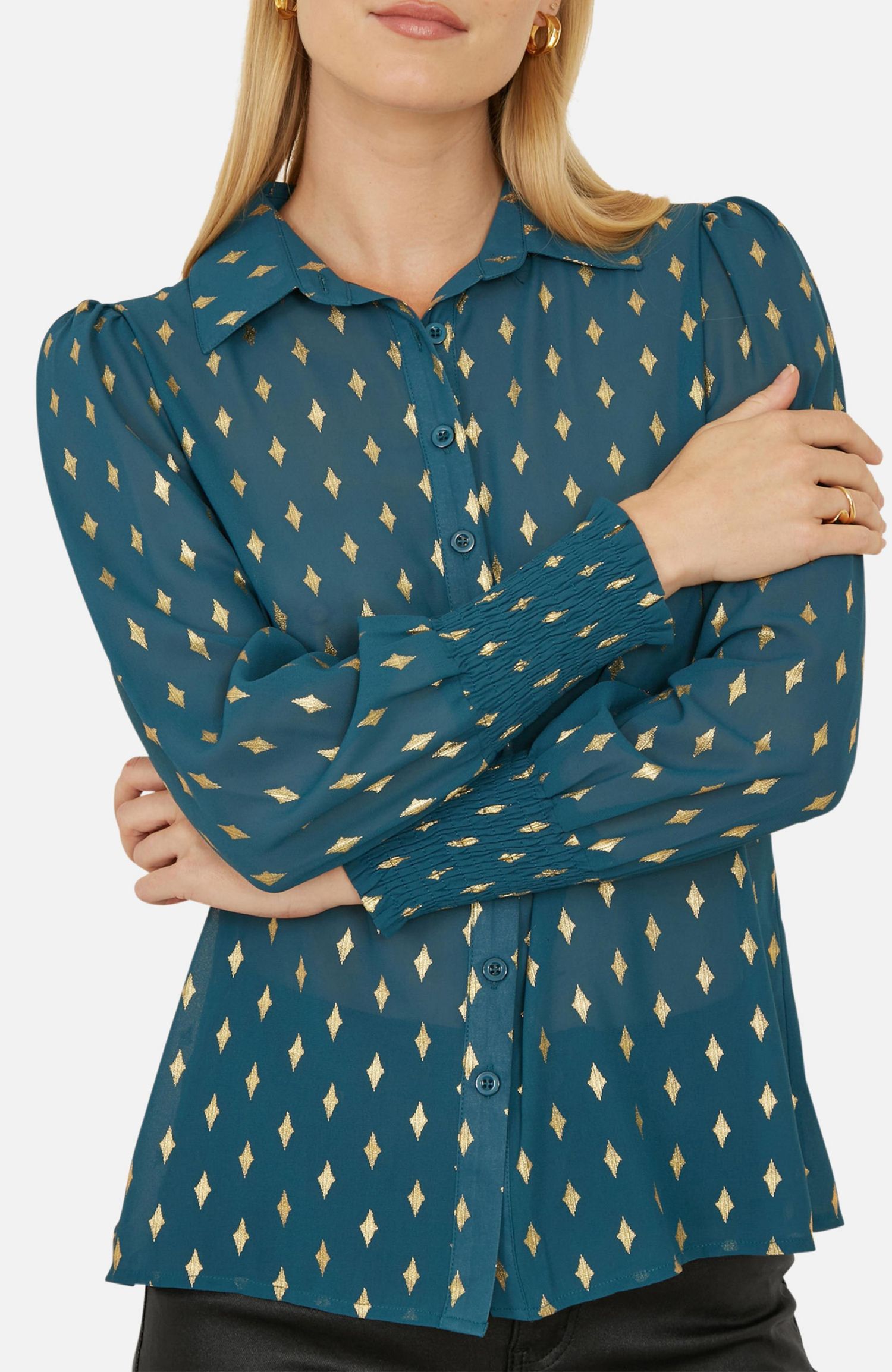 Women's Diamond Foil Print Blouse