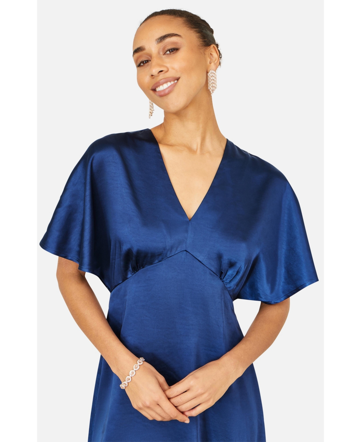 Yumi Women's Satin Midi Kimono Dress