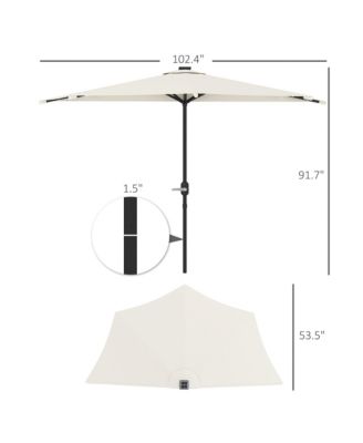 Small Vented Half Patio Umbrella,Half Outdoor Patio Umbrella,with Crank 8 Ribs for Outdoor