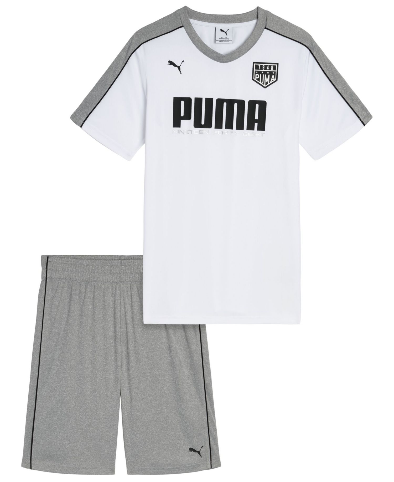Boys' 8-16 V-Neck Puma Logo Short-Sleeve T-Shirt & Shorts, 2-Piece Set