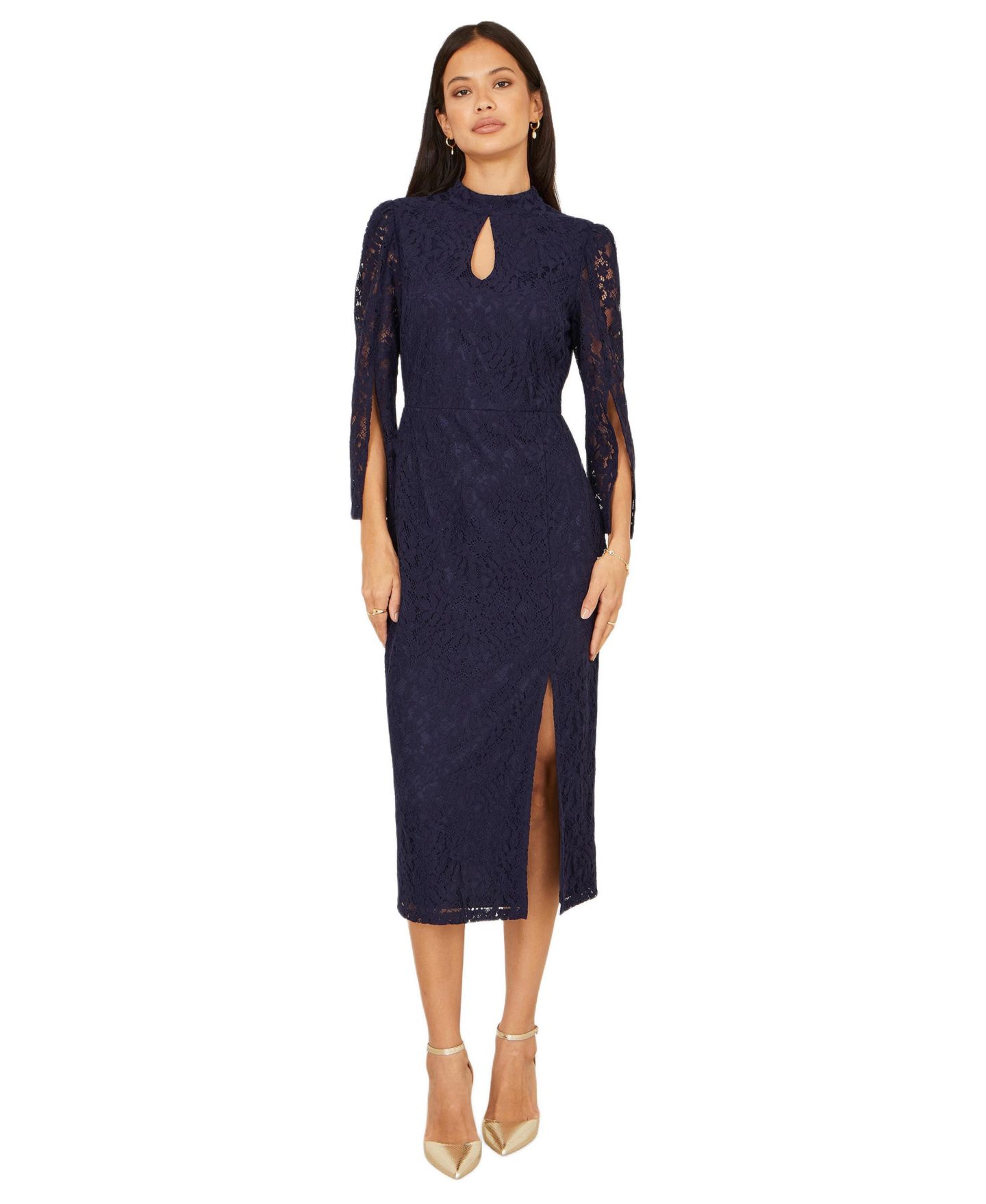 Женское платье Yumi Lace Fitted Midi, цвет: Тёмно-синий — фото 1