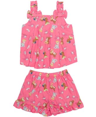 Girls' 2T-6X Square Neck and Elastic Shorts, 2-Piece Set