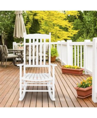 Outdoor Rocking Chair, High Back Porch Rocker, All-Weather Patio Chair for Garden, Deck, Backyard & Balcony, Ladder Back