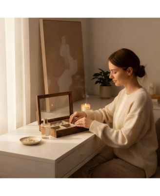 Handcrafted Cherry Wood Jewelry Box with Glass Lid