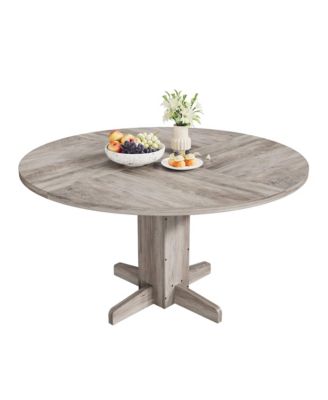 Round Dining Table for 4-6 People, Dining Room Table with Pedestal Base(Table Only