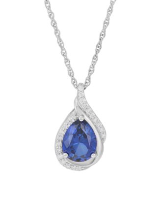 Created Sapphire (2-1/10 ct. t.w.) & Created White Sapphire (1/5 ct. t.w.) Pendant Necklace in Sterling Silver