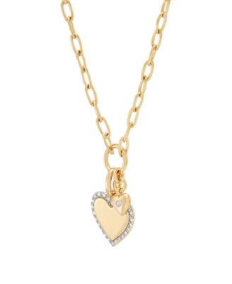Created White Sapphire (1/10 ct. t.w.) Heart Pendant Necklace in 14k Yellow Gold-Plated Sterling Silver