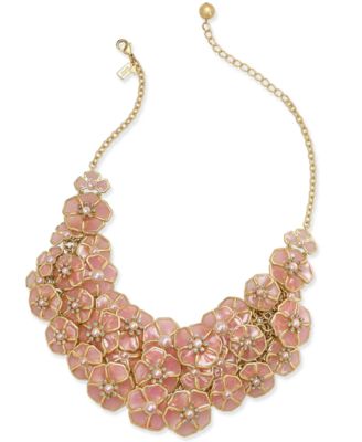 kate spade new york - Gold-Tone Imitation Pearl Floral Bib Necklace