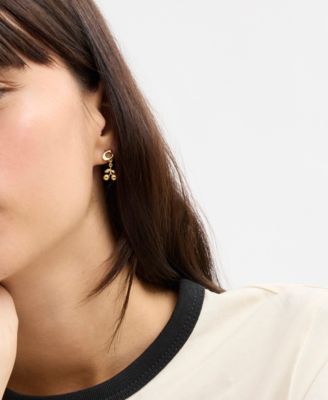 Gold Signature C Cherry Drop Earrings