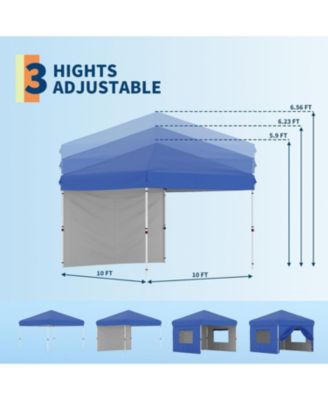 Pop-Up Canopy Tent with One Sidewall, Easy Setup, Adjustable Height, Roller Bag and Weight Bags
