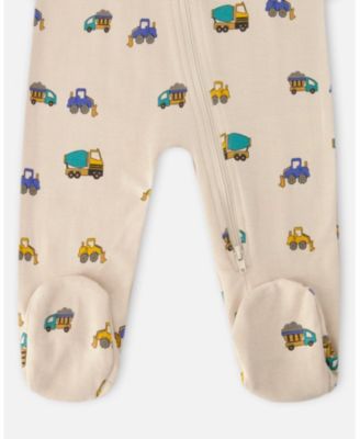 Baby Boys Cotton One-Piece Pyjama Truck Print