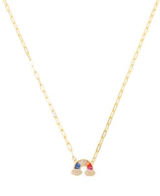 Cubic Zirconia Rainbow Pendant Necklace, 16+2" Extender