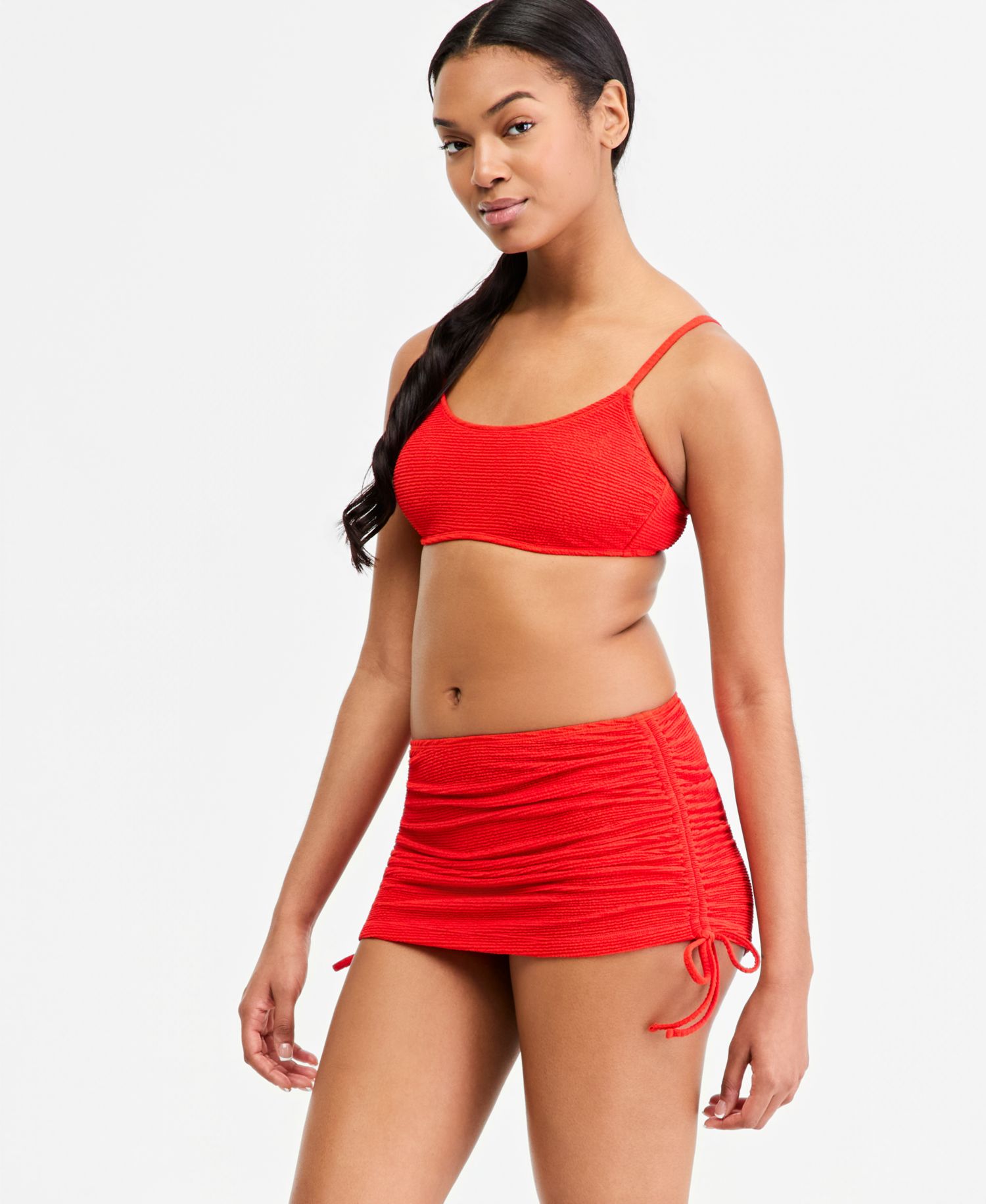 Women's Popcorn Scrunch Tie-Back Bikini Top