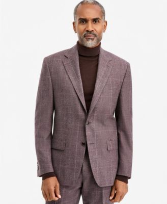 Men's Classic-Fit Wool-Blend Stretch Plaid Suit Separate Jacket