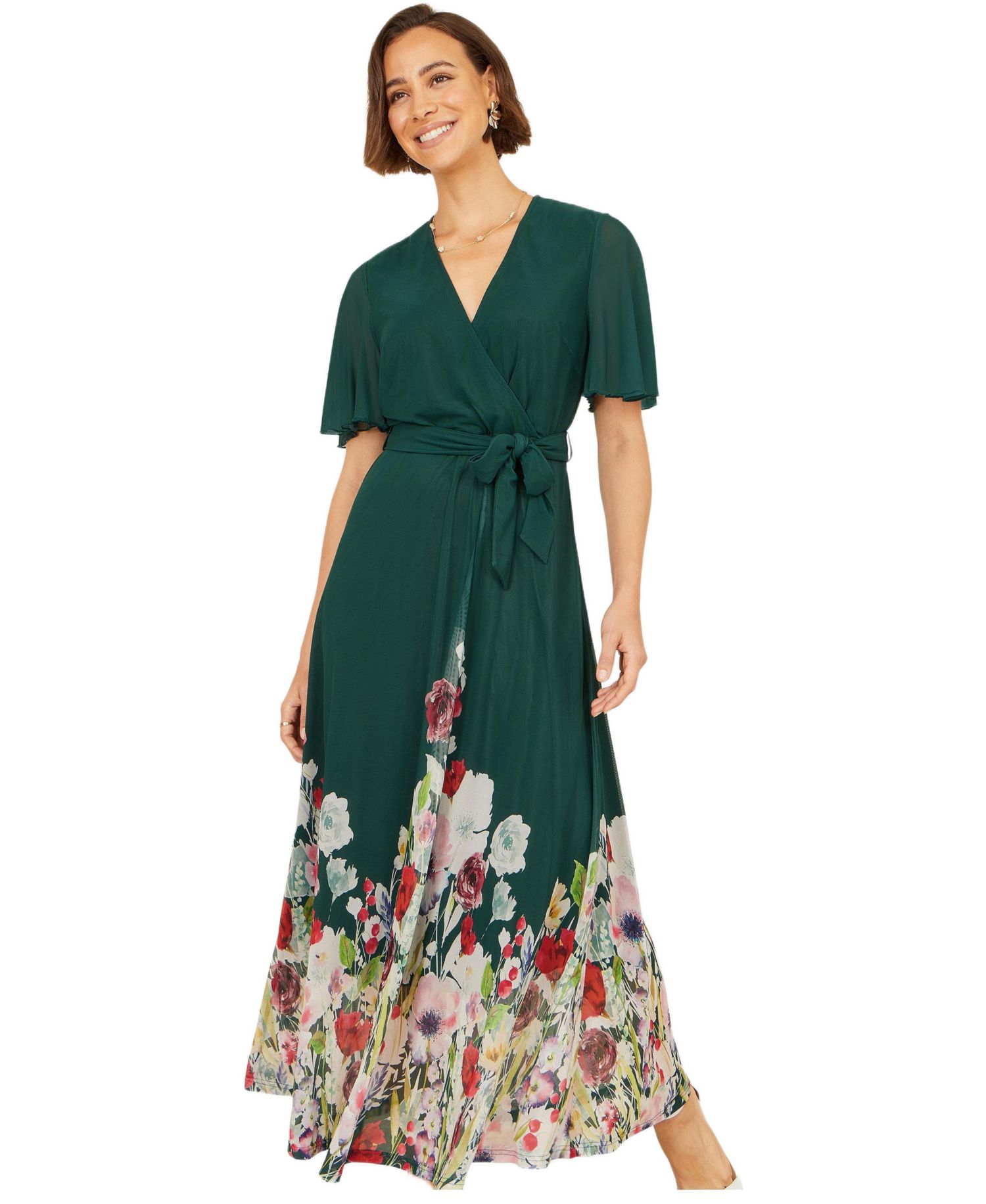 Women's Mesh Wrap Midi Dress