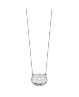925 Sterling Silver Rhodium Plated 18+2 Inch Sideways Etched Locket Necklace 26.15mm Wide Locket Necklace