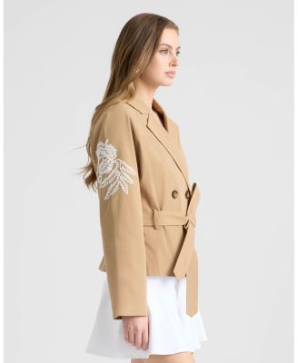 Women's Cropped Trench Coat with Embroideries