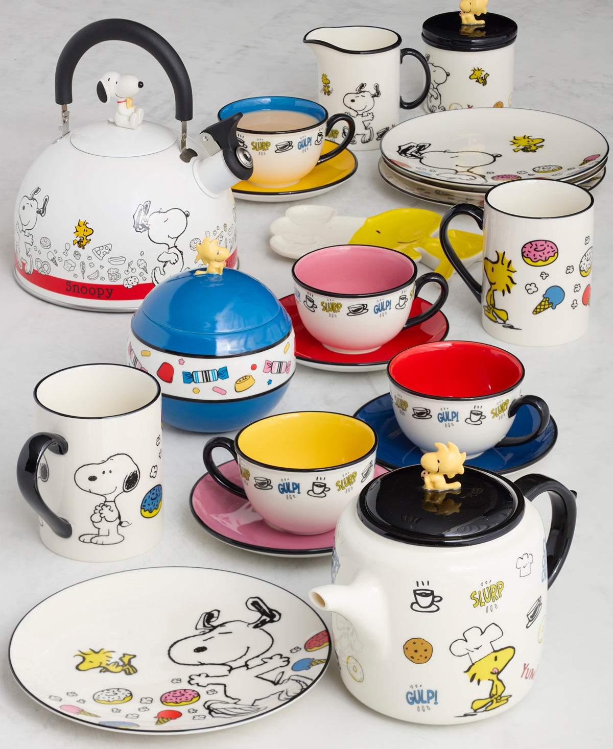 Lenox Chef Snoopy Tea Cup and Saucer, Set of 4