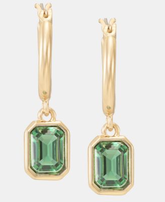 Stone Charm Hoop Earrings