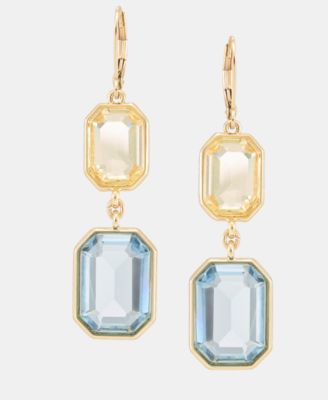 Logo Stone Double Drop Earrings