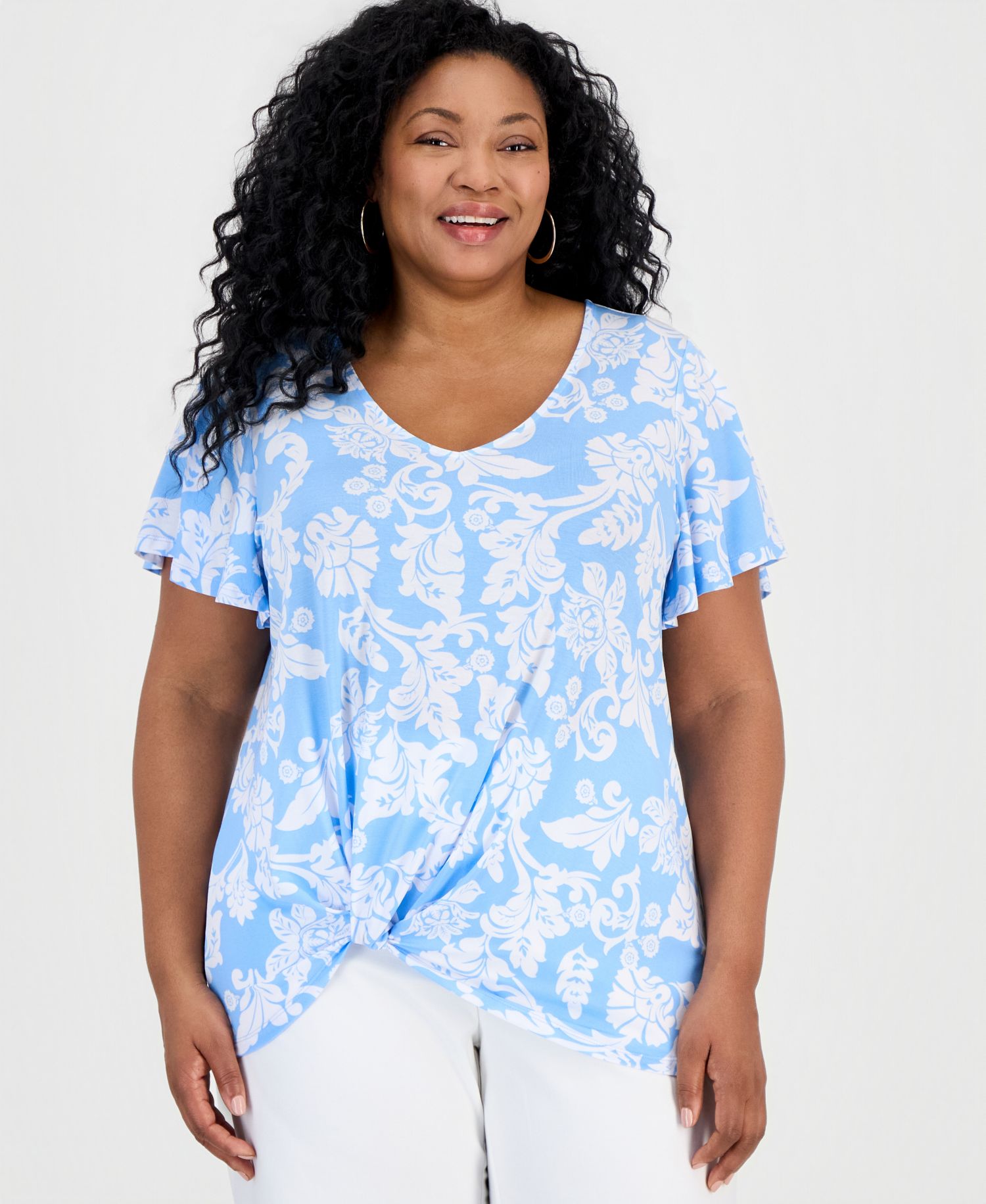 Petite V-Neck Twist Front Top
