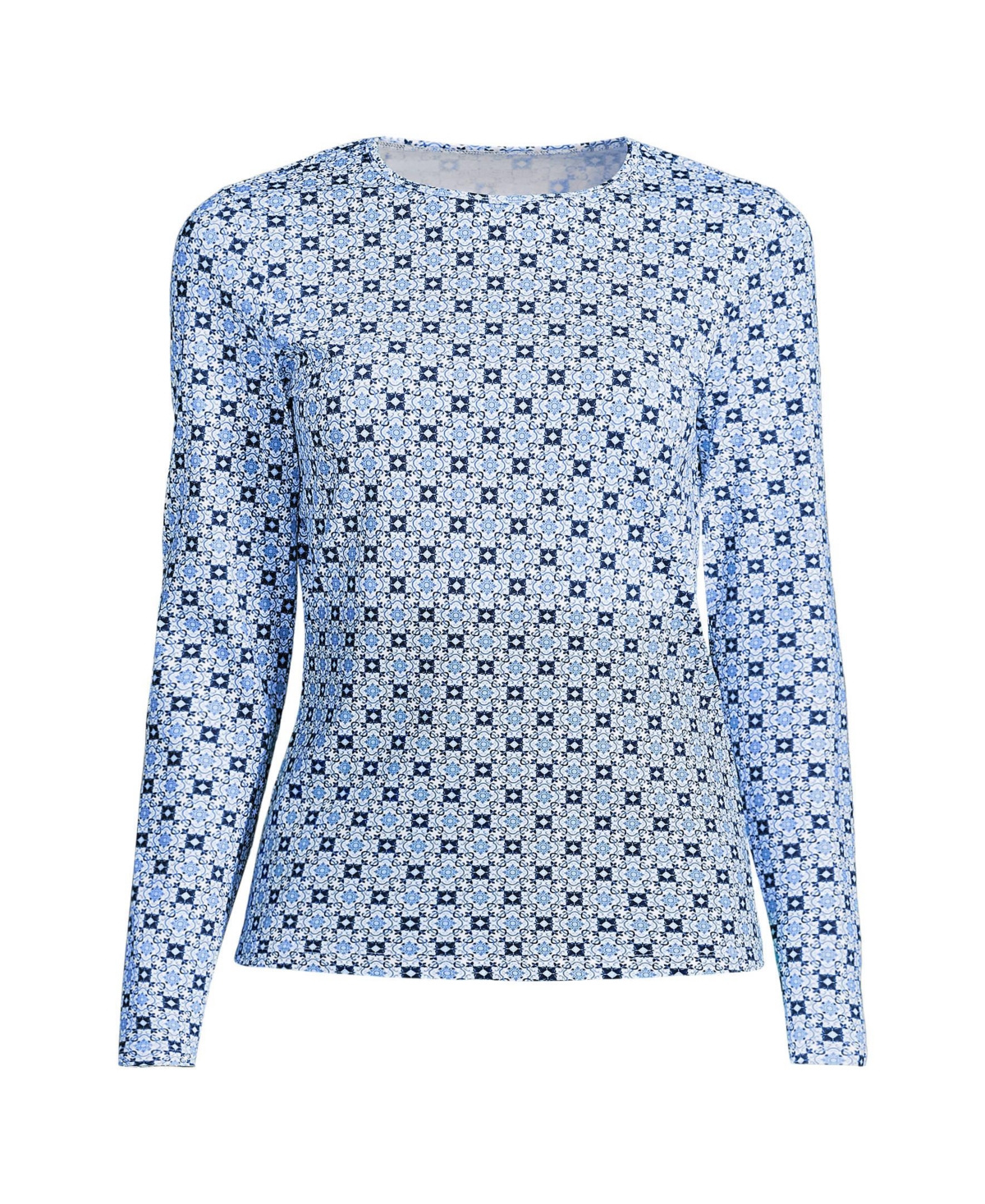 Lands' End Women's SunShade Upf 50 Long Sleeve Rash Guard Swim Tee