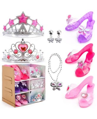 Princess Dress-Up Gift Set with Wearable Tiara, Necklace & Earrings for Girls Birthday & Parties
