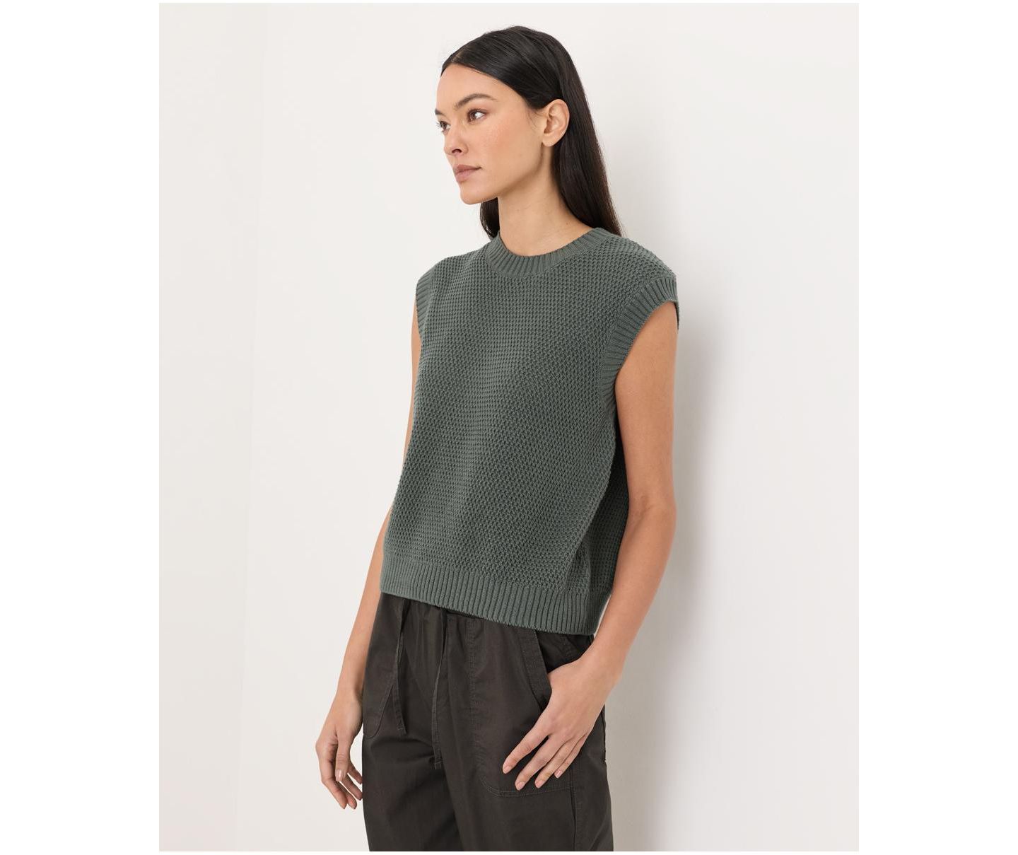 Женский топ Pact Organic Cotton Shoreline Relaxed Shell, цвет: Зелёный меланжевый — фото 4
