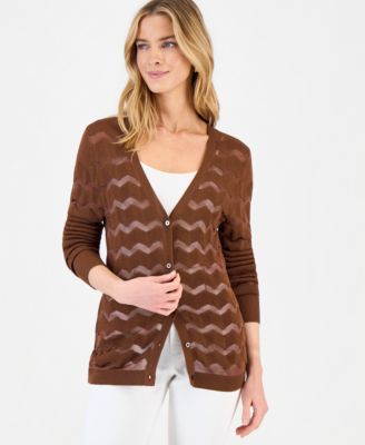 Women's Sheer Chevron Stripe Cardigan