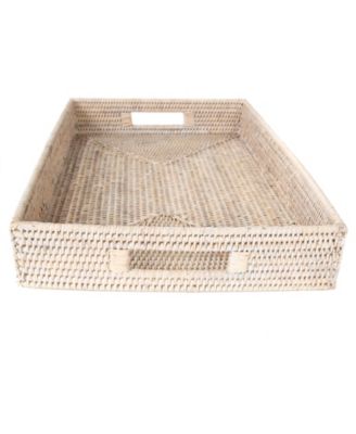Artifacts Trading Company Rattan Rectangular Tray With Cutout Handles image
