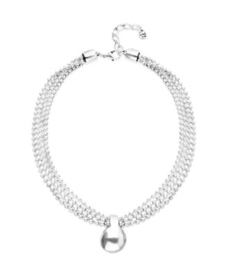 Sterling Silver Alloy Necklace with Silver Threads and Big Shaped Ball