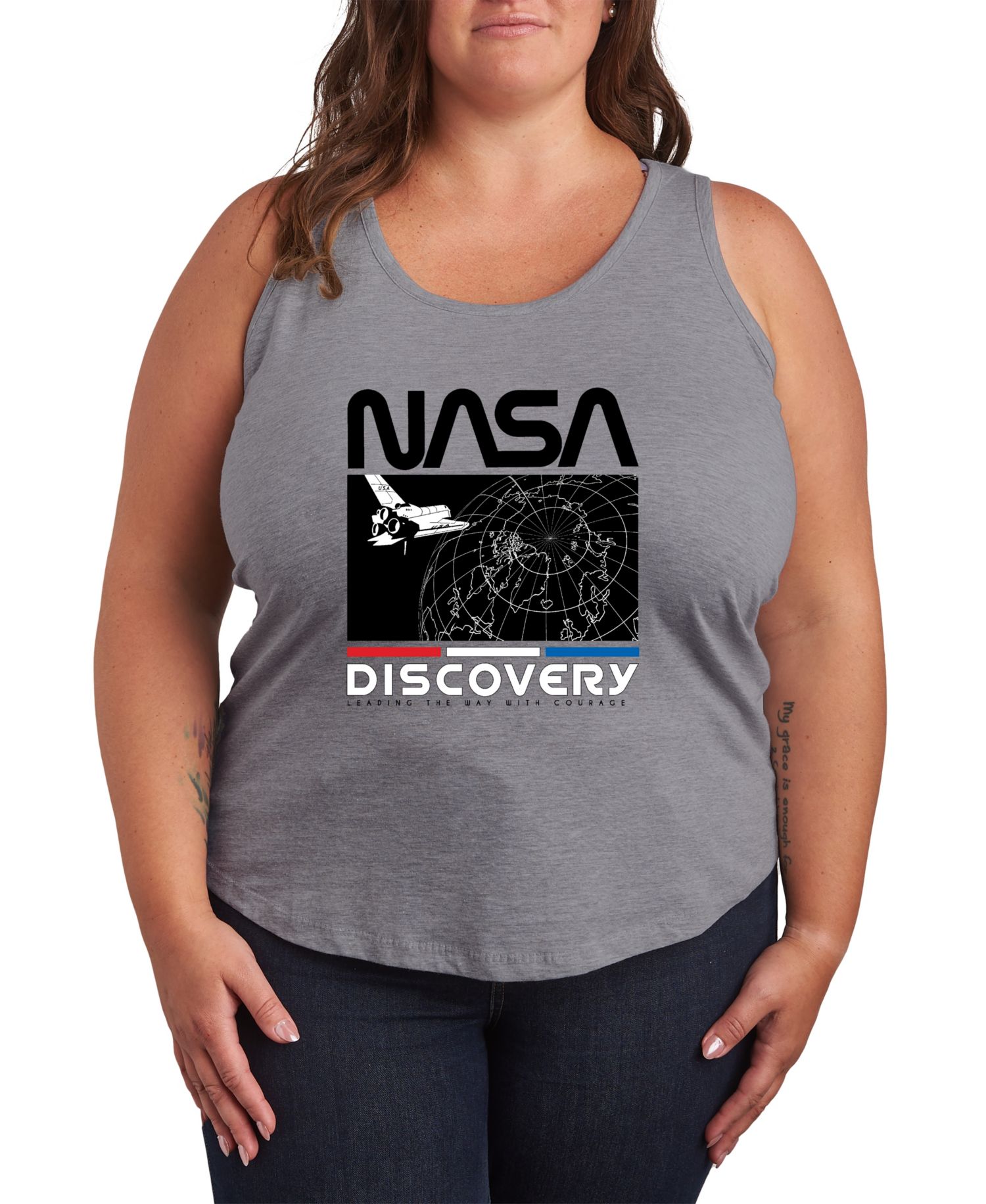 Plus Size NASA Discovery Racerback Graphic Crewneck Tank Top
