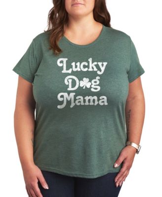 Plus Size Instant Message St. Patrick's Day Lucky Dog Mama Graphic Crewneck T-Shirt
