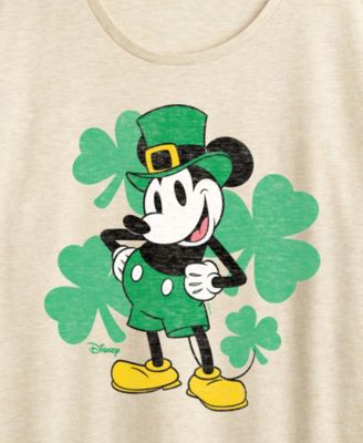 Plus Size Disney St. Patrick's Day Leprechaun Mickey Graphic Crewneck T-Shirt