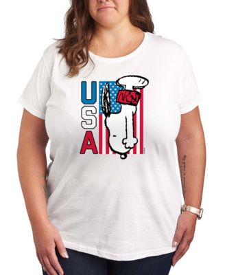 Plus Size Peanuts Snoopy Diving USA Graphic Crewneck T-Shirt