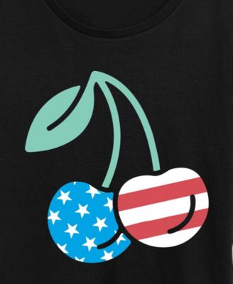 Plus Size Instant Message American Flag Cherries Graphic Crewneck T-Shirt