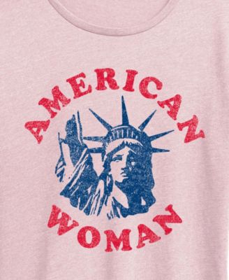 Plus Size Instant Message American Woman Statue Of Liberty Graphic Crewneck T-Shirt
