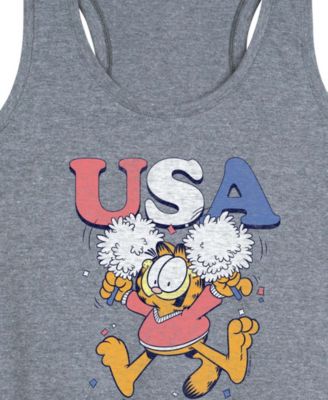 Plus Size Garfield USA Cheer Graphic Crewneck Tank Top