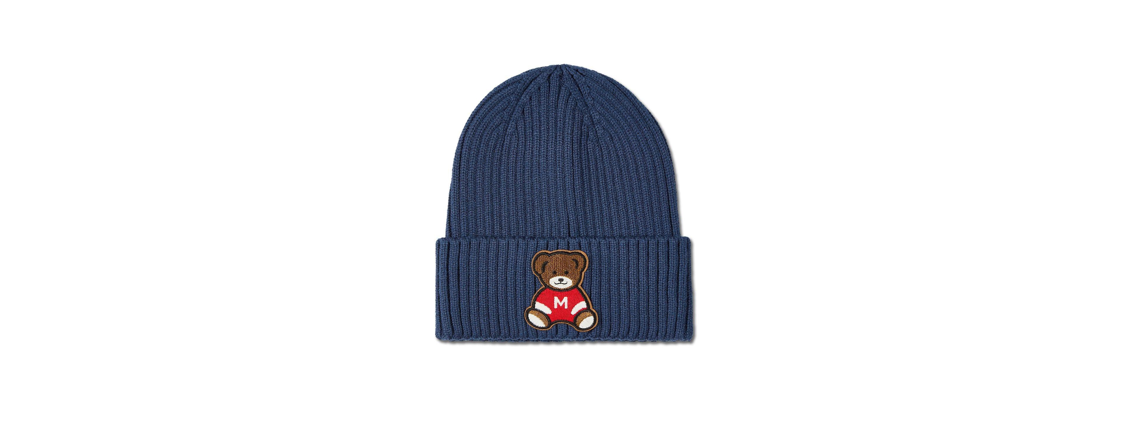 MeMoi Kids Teddy Bear Ribbed Rayon Blend Embroidered Beanie