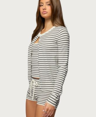 Women's Lillian Striped Button Up Knit Cardigan