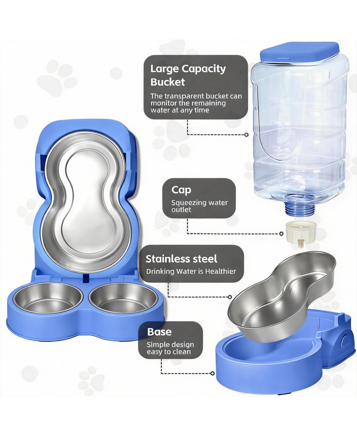 Aronkl Automatic Pet Feeder & Water Dispenser for Small Medium Dogs Cats
