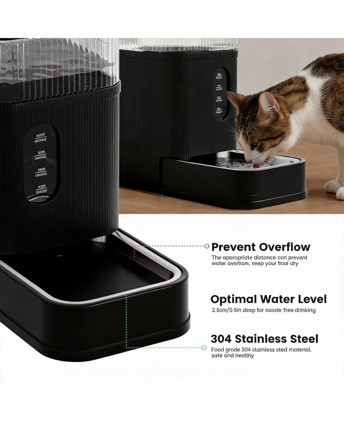 Automatic Gravity-Fed Pet Water Dispenser with Maifan Stone Filter