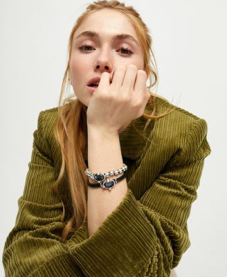 Gray Faceted Crystals Elastic Bracelet